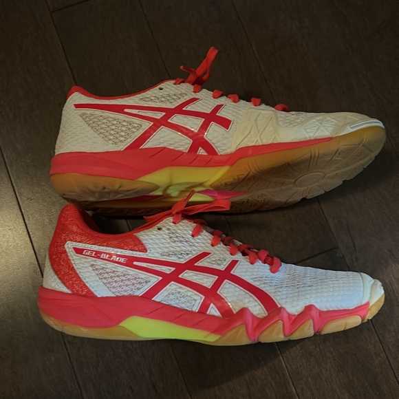 Asics Court Shoes, White & Laser Pink - Picture 9 of 11